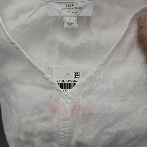 Charter Club Luxury 100% Linen Tie-Front Top Lightweight Resort Vacation - Picture 7 of 7